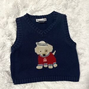 First Impressions Navy Sweater Vest with Dog Motif